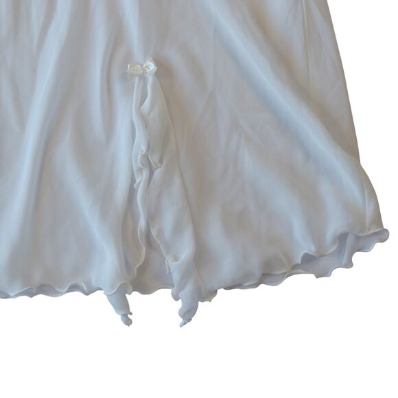 Linea Donatella White Lace Beaded Chiffon Babydoll Top M - Picture 3 of 7